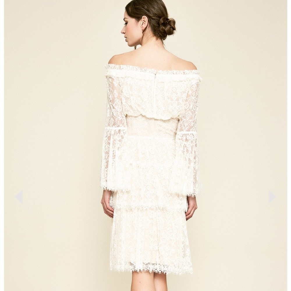 Tadashi Shoji Jacquin off shoulder lace dress size 10 - Picture 2 of 10